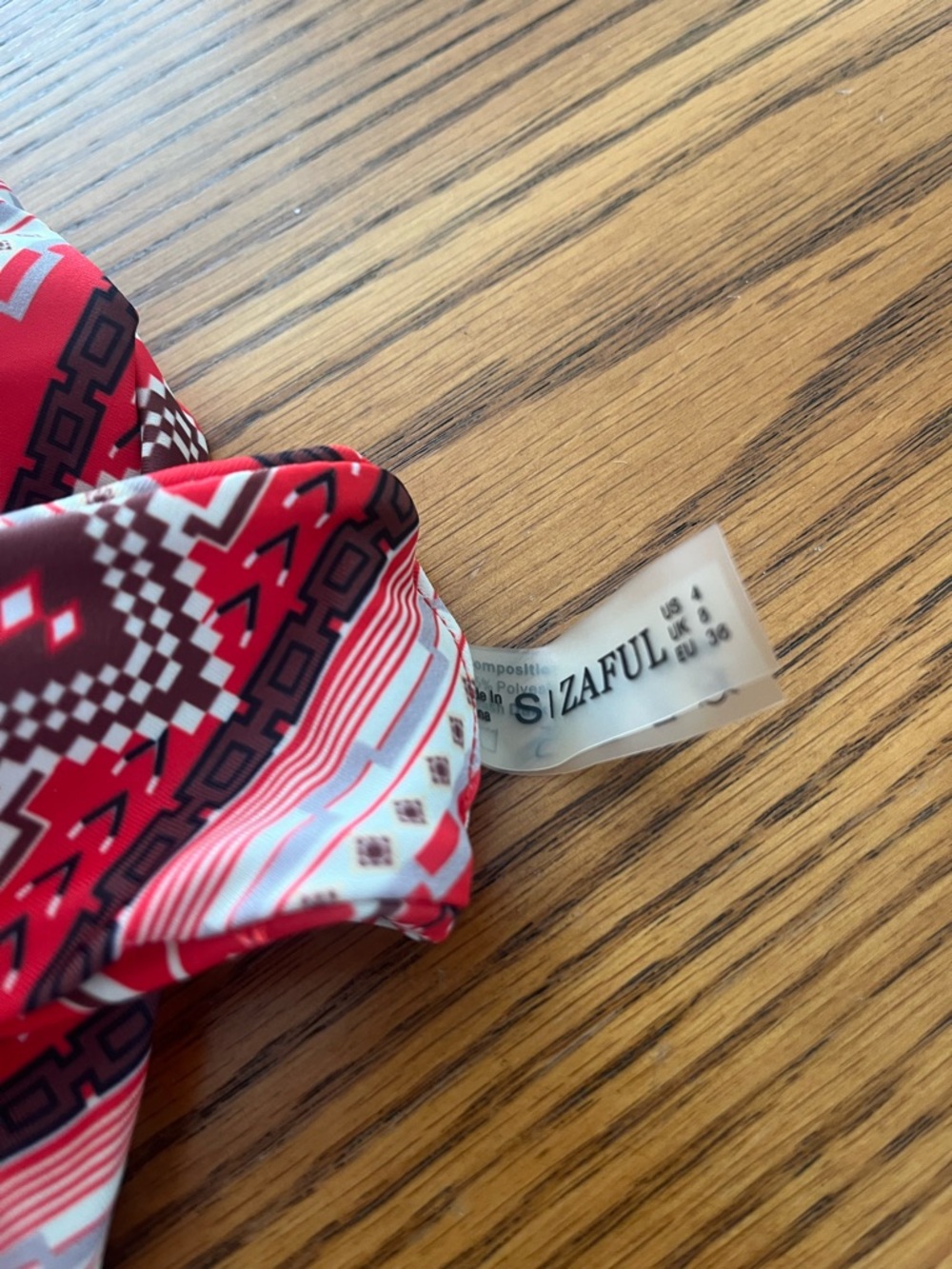 Zaful Red Aztec-Pattern Bikini Bottom - Picture 2 of 2
